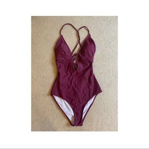 Burgundy One piece Swimsuit